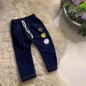 Happy face navy blue jogger stretch pants toddler